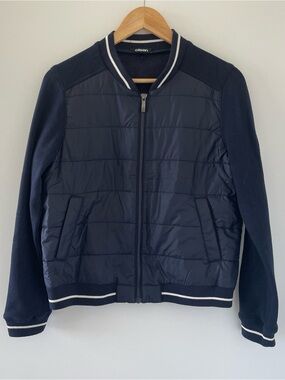Olsen navy fleece-lined navy zip-up jacket